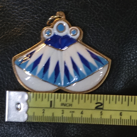 Blue Vintage Egyptian porcelain & gold pendant Lotus/water lily - Picture 7 of 7